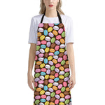 Colorful Macarons Pattern Print Bib Apron With Pocket