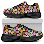 Colorful Macarons Pattern Print Black Chunky Shoes