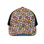 Colorful Macarons Pattern Print Black Mesh Trucker Cap