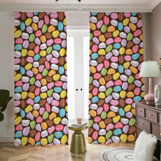 Colorful Macarons Pattern Print Blackout Pencil Pleat Curtains