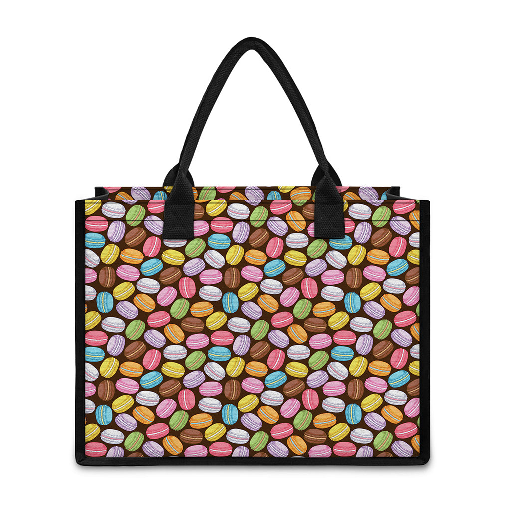 Colorful Macarons Pattern Print Canvas Tote Bag