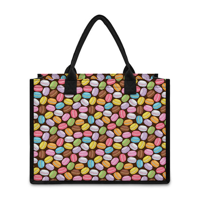 Colorful Macarons Pattern Print Canvas Tote Bag