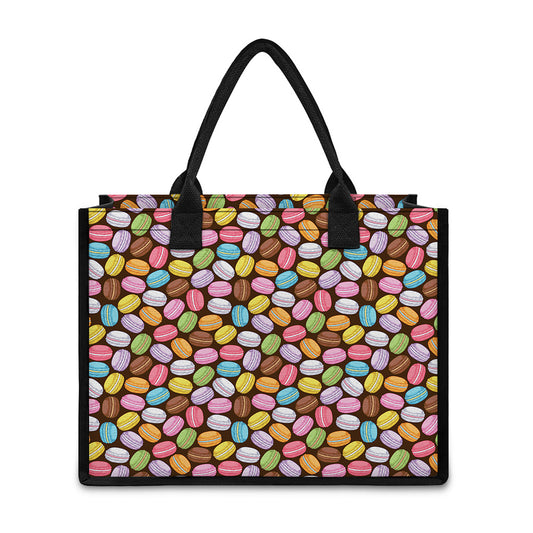 Colorful Macarons Pattern Print Canvas Tote Bag