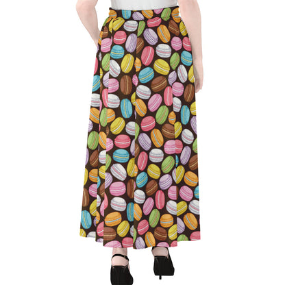 Colorful Macarons Pattern Print Chiffon Maxi Skirt