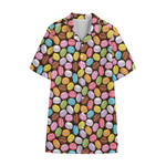 Colorful Macarons Pattern Print Cotton Hawaiian Shirt