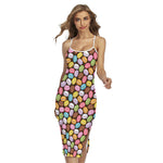 Colorful Macarons Pattern Print Cross Back Cami Dress