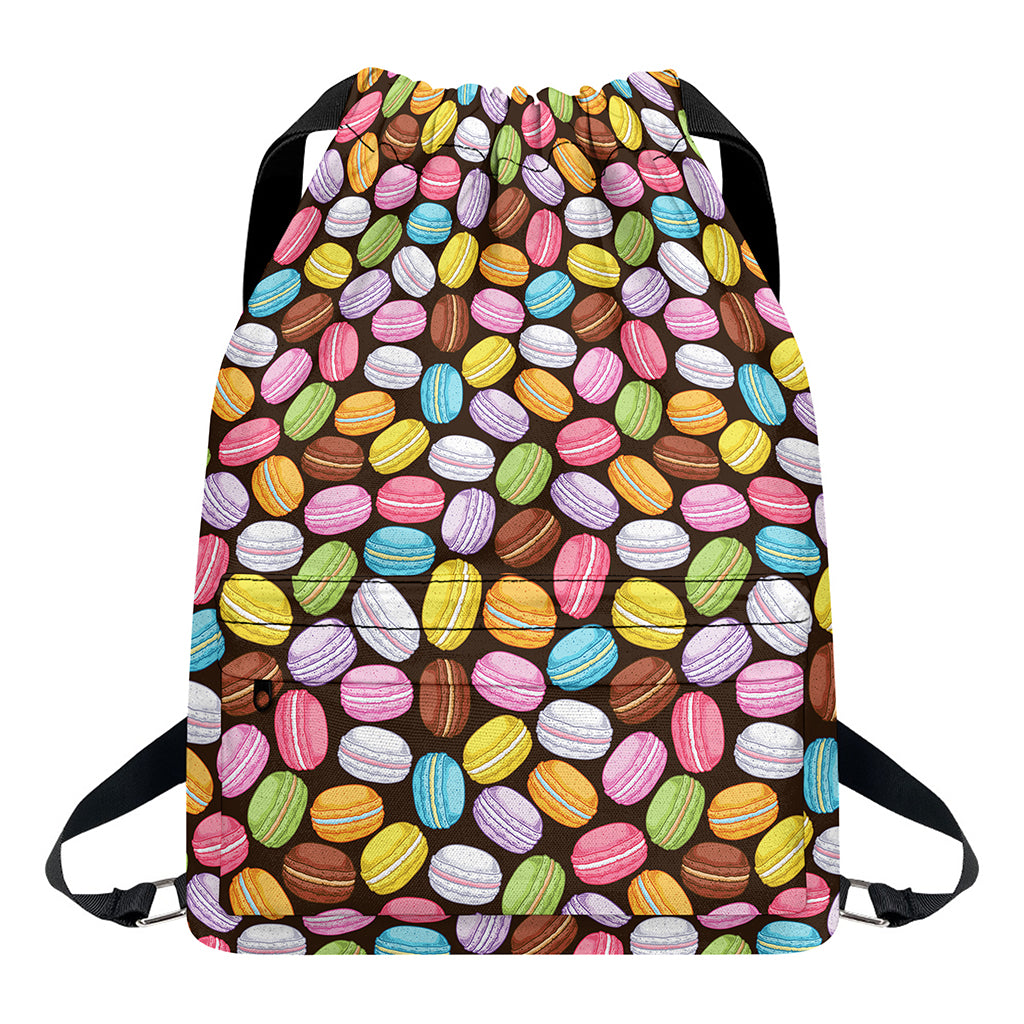 Colorful Macarons Pattern Print Drawstring Backpack