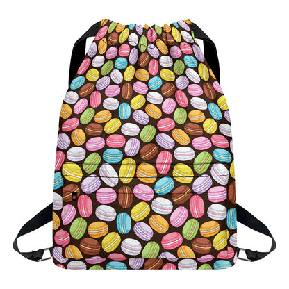 Colorful Macarons Pattern Print Drawstring Backpack