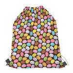 Colorful Macarons Pattern Print Drawstring Bag