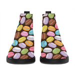 Colorful Macarons Pattern Print Flat Ankle Boots