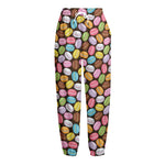 Colorful Macarons Pattern Print Fleece Lined Knit Pants