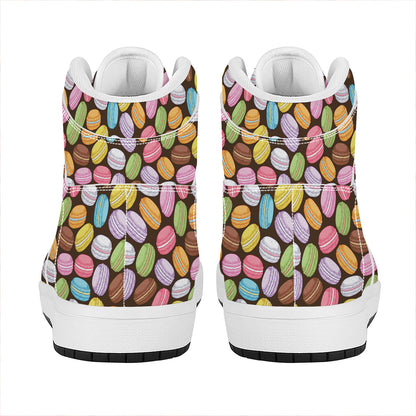 Colorful Macarons Pattern Print High Top Leather Sneakers