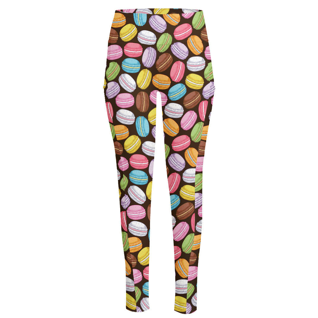 Colorful Macarons Pattern Print High-Waisted Pocket Leggings