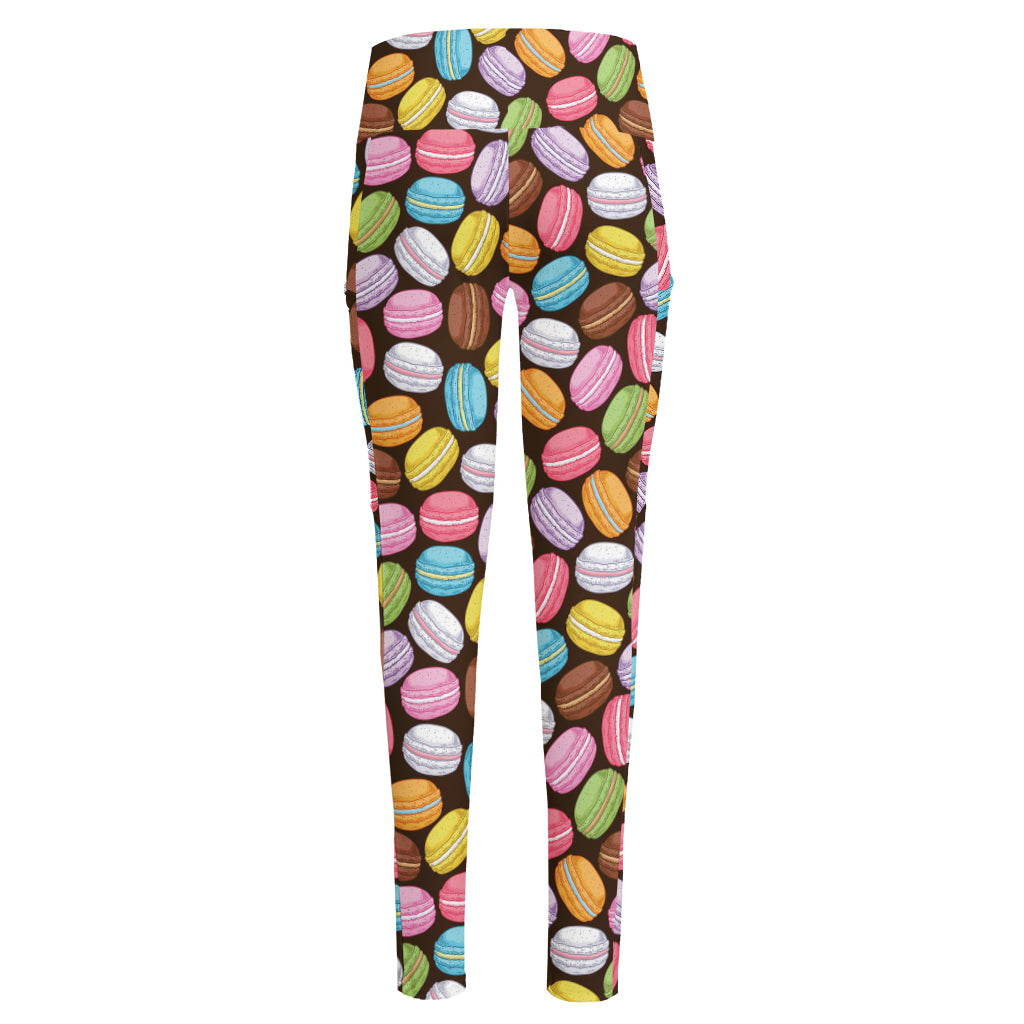 Colorful Macarons Pattern Print High-Waisted Pocket Leggings