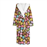 Colorful Macarons Pattern Print Hooded Bathrobe