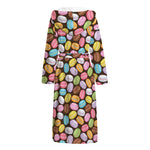 Colorful Macarons Pattern Print Hooded Bathrobe