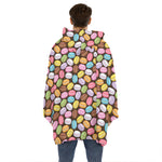 Colorful Macarons Pattern Print Hoodie Blanket