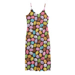 Colorful Macarons Pattern Print Jersey Midi Cami Dress