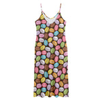 Colorful Macarons Pattern Print Jersey Midi Cami Dress