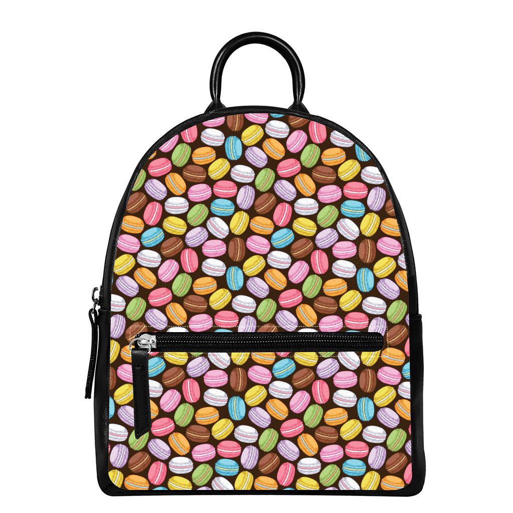 Colorful Macarons Pattern Print Leather Backpack