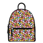 Colorful Macarons Pattern Print Leather Backpack