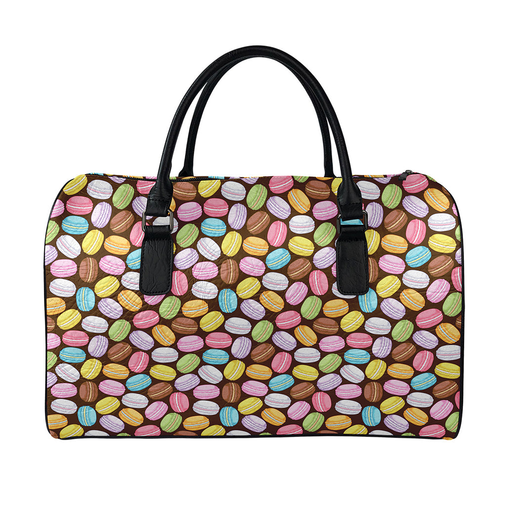 Colorful Macarons Pattern Print Leather Duffle Bag
