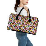 Colorful Macarons Pattern Print Leather Duffle Bag