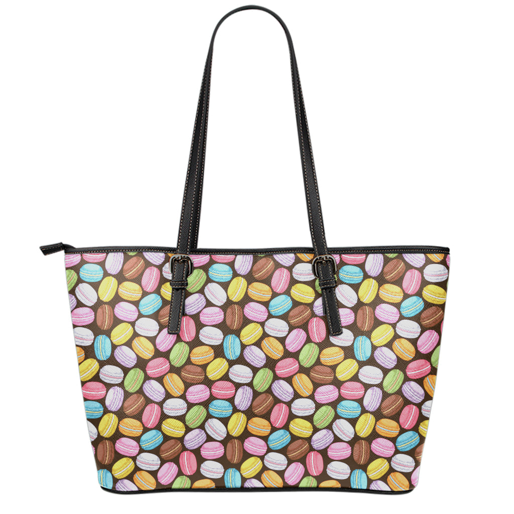 Colorful Macarons Pattern Print Leather Tote Bag