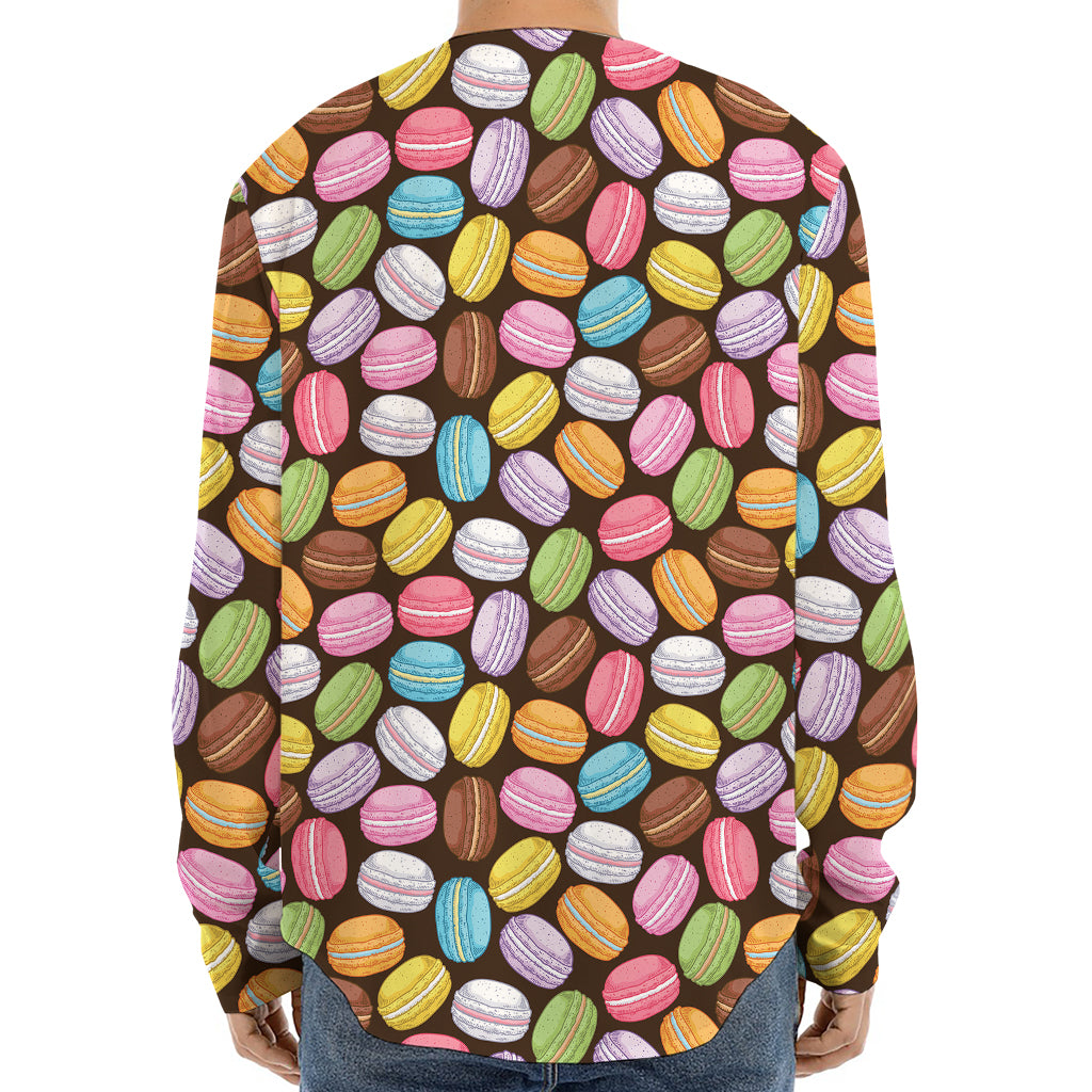 Colorful Macarons Pattern Print Long Sleeve Baseball Jersey