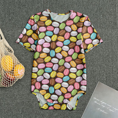 Colorful Macarons Pattern Print Men's Bodysuit