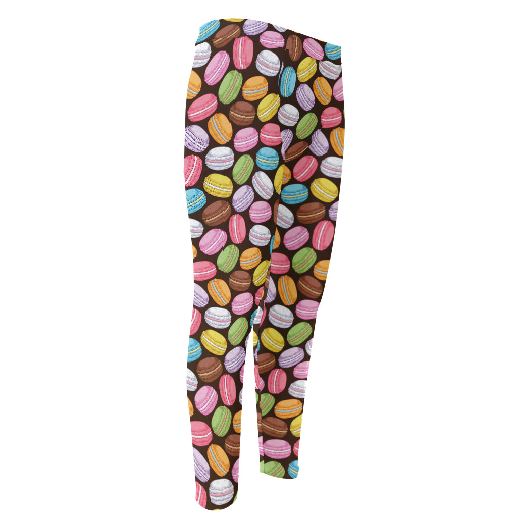 Colorful Macarons Pattern Print Men's Compression Pants