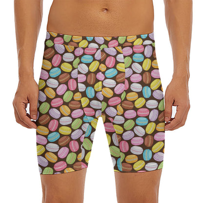 Colorful Macarons Pattern Print Men's Long Boxer Briefs