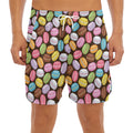 Colorful Macarons Pattern Print Men's Split Running Shorts