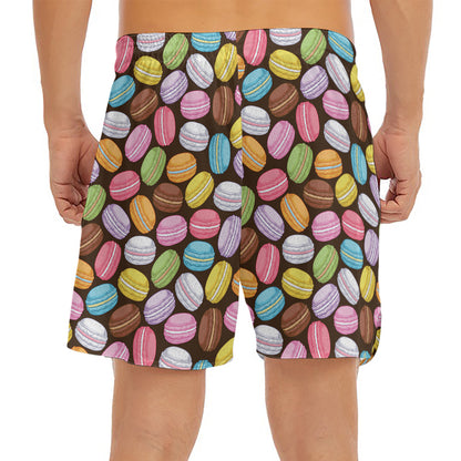 Colorful Macarons Pattern Print Men's Split Running Shorts