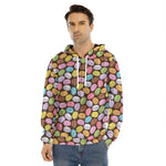 Colorful Macarons Pattern Print Men's Velvet Pullover Hoodie