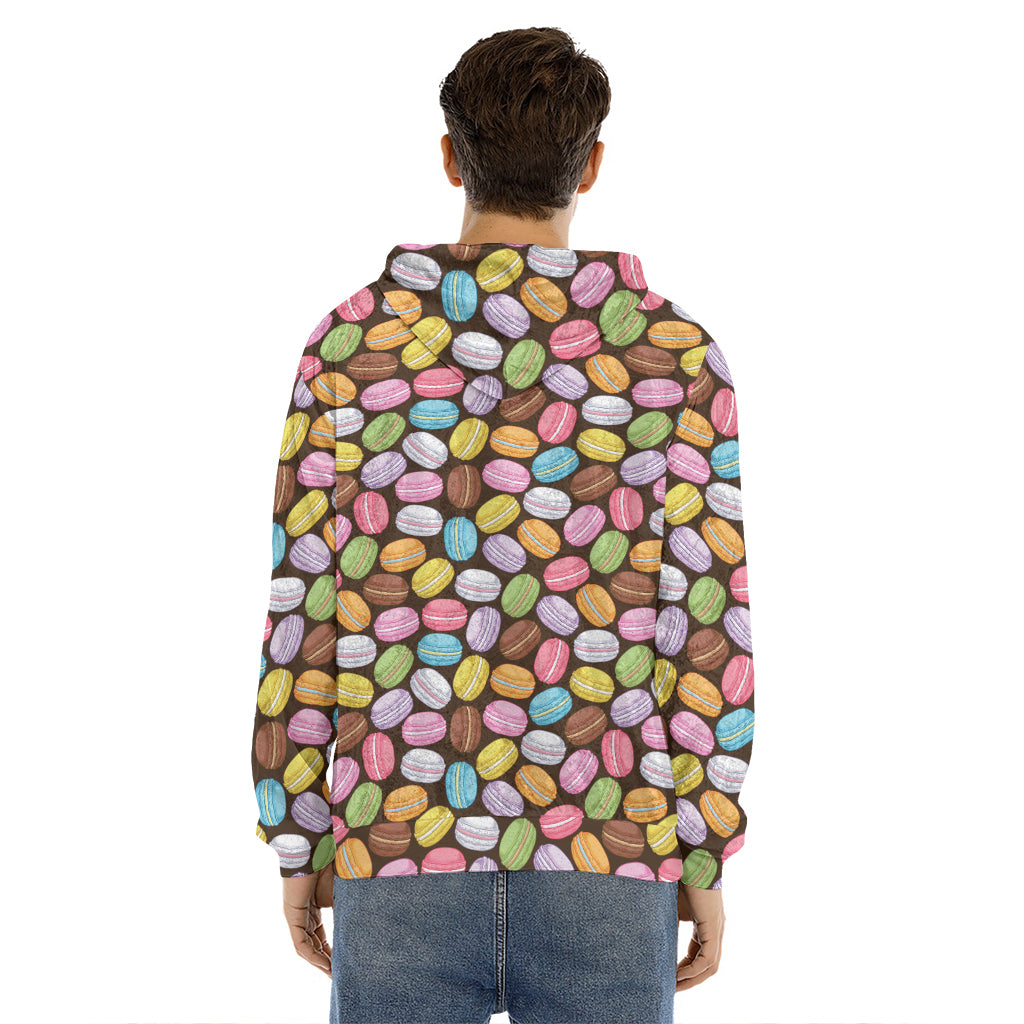 Colorful Macarons Pattern Print Men's Velvet Pullover Hoodie
