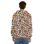 Colorful Macarons Pattern Print Men's Velvet Pullover Hoodie