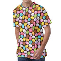 Colorful Macarons Pattern Print Men's Velvet T-Shirt