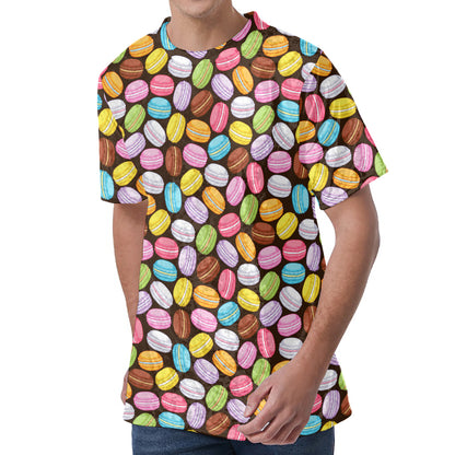 Colorful Macarons Pattern Print Men's Velvet T-Shirt