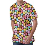 Colorful Macarons Pattern Print Men's Velvet T-Shirt