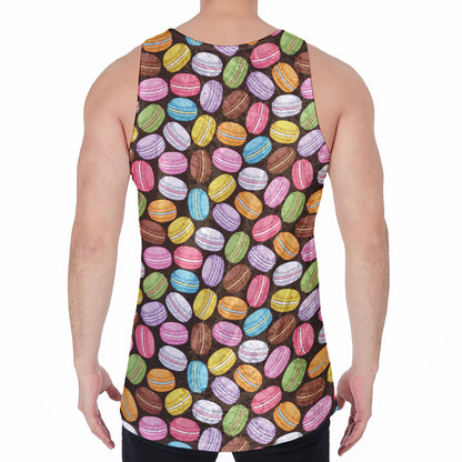 Colorful Macarons Pattern Print Men's Velvet Tank Top