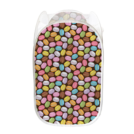 Colorful Macarons Pattern Print Mesh Laundry Hamper