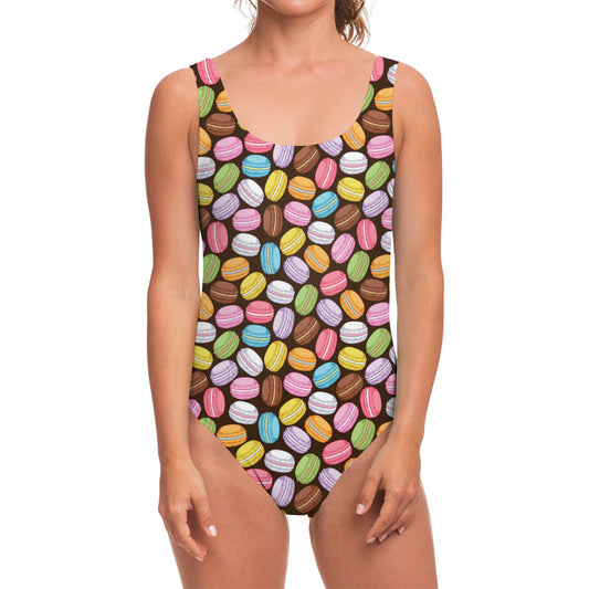 Colorful Macarons Pattern Print One Piece Swimsuit