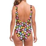 Colorful Macarons Pattern Print One Piece Swimsuit