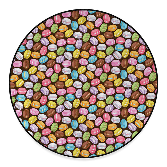 Colorful Macarons Pattern Print Round Floor Mat