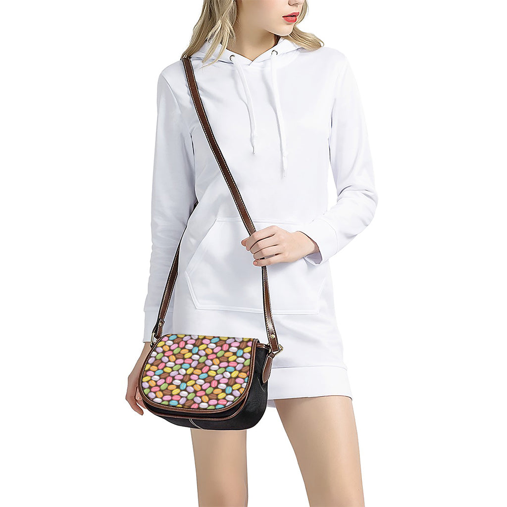 Colorful Macarons Pattern Print Saddle Bag