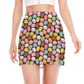 Colorful Macarons Pattern Print Side Slit Mini Skirt
