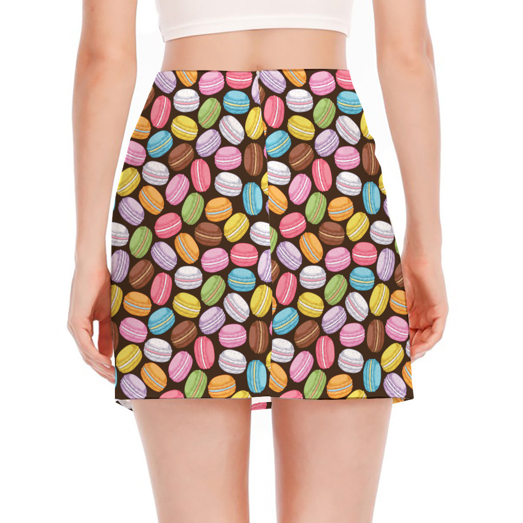 Colorful Macarons Pattern Print Side Slit Mini Skirt