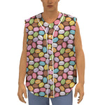 Colorful Macarons Pattern Print Sleeveless Baseball Jersey