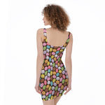 Colorful Macarons Pattern Print Sleeveless Bodycon Dress